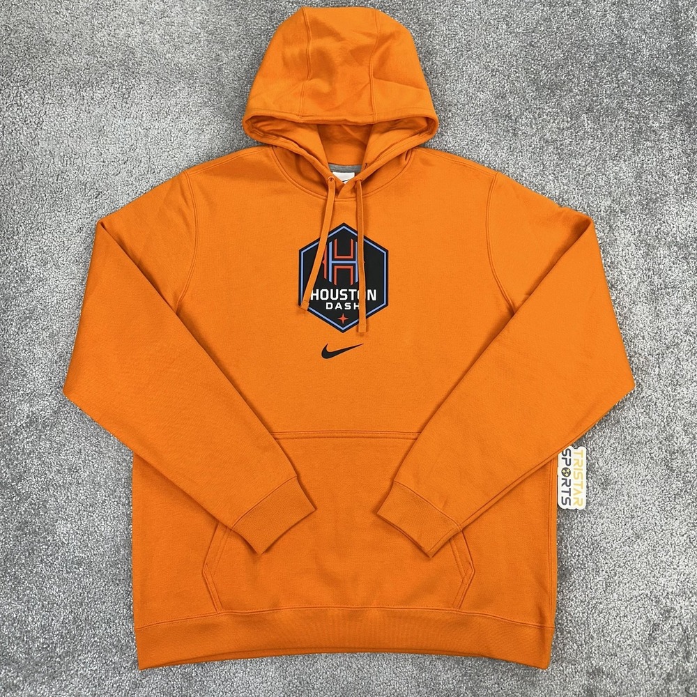 Houston Dash FC Hoodie Mens Large Orange NWSL Soccer Nike Club Fleece Pullover